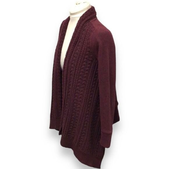 Saturday Sunday Anthropologie Women’s Open Front Cardigan, Wine, size M - Picture 3 of 8